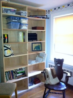 home organization book case after decluttering